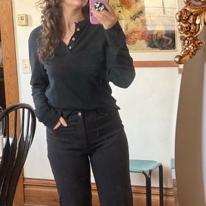 Black long sleeve shirt with front buttons